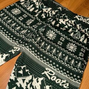 Roots Green Fair Isle Lounge Pants with White Pattern